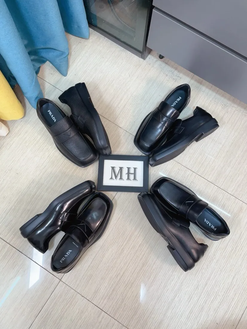 Men's shoes 💰540🌹🌹【PRADA Leather Shoes】Top purchasing agency Original imported Italian custom-made open-edge beaded cowhide leather surface, fully imported water-dyed breathable cowhide lining, original factory special molded sole super comfortable, size: 38-44